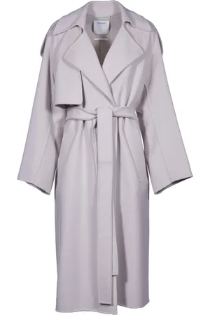 Sportmax Femme, Manteaux, Gris, Taille: 32 FR Manteau Long Manches Longues Ceinturé Fiore