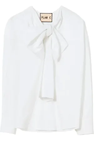 Plan C Femme, Blouses et Chemises, Blanc, Taille: 36 FR Chemise en Popeline Blanche avec Maxi