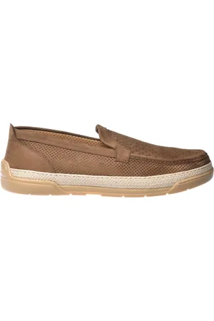 BALDININI Homme, Chaussures, Brun, Taille: 45 EU Loafer in perforated nubuck and leather weave print