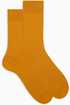 Gallo Homme, Sous-vêtements, Jaune, Taille: M Chaussettes courtes en coton jaune pour hommes avec couleur unie
