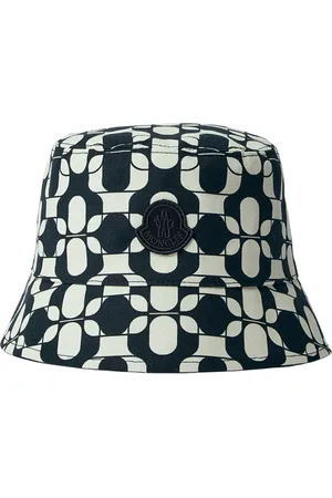 Moncler Femme, Accessoires, Noir, Taille: S Chapeau Seau en Coton Imprimé avec Motif Logo