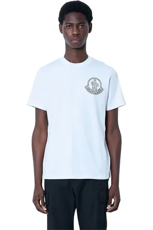 Moncler Homme, Tops, Blanc, Taille: XL T-shirt en Jersey de Coton avec Motif Logo