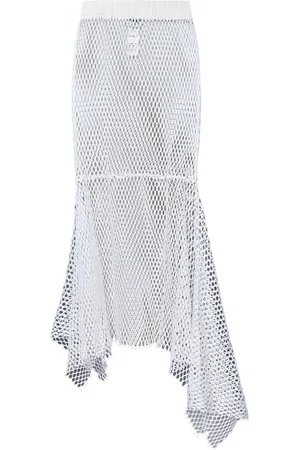 Msgm Femme, Jupes, Gris, Taille: 36 FR Jupe Asymétrique en Tricot de Coton Blanc