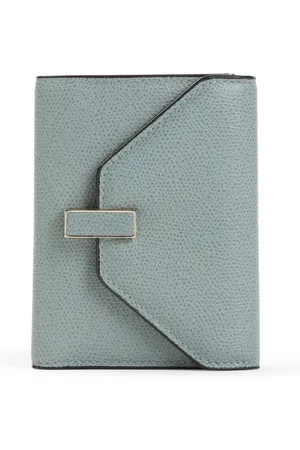 VALEXTRA Femme, Accessoires, Bleu, Taille: ONE Size Portefeuille en Cuir Bleu avec Fermeture à Enclenchement