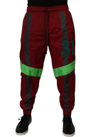 Dolce & Gabbana Homme, Pantalons, Multicolore, Taille: M Maroon Nylon Jogger Pantalons de survêtement