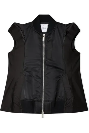 SACAI Femme, Vestes, Noir, Taille: 42 FR Gilet Élégant en Twill de Nylon