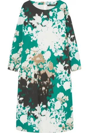 Persona by Marina Rinaldi Femme, Robes, Multicolore, Taille: 44 FR Robe en Coton Vert à Fleurs