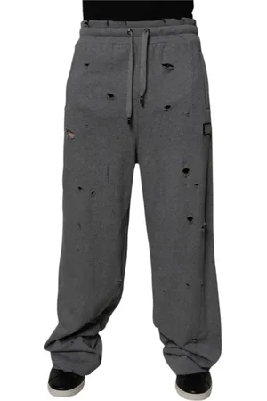 Dolce & Gabbana Homme, Pantalons, Gris, Taille: M Pantalon de survêtement droit en coton gris