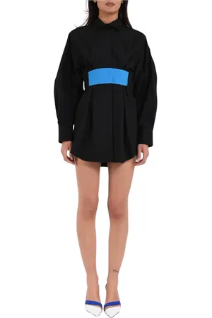 Msgm Femme, Robes, Noir, Taille: 40 FR Mini Robe en Coton avec Boutons