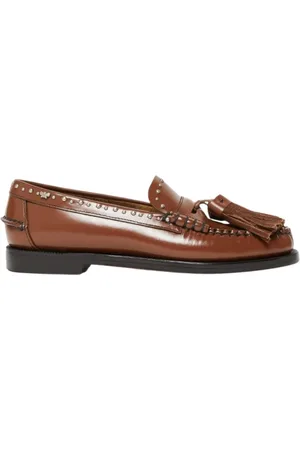 Max Mara Femme, Chaussures, Brun, Taille: 40 EU Mocassins en Cuir avec Clous en Métal