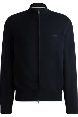 HUGO BOSS Homme, Pulls, Bleu, Taille: XL Cardigan Zip Doux Bleu Coton Biologique