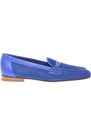 BALDININI Femme, Chaussures, Bleu, Taille: 39 EU perforated nubuck loafer
