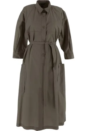 GENTRYPORTOFINO Femme, Robes, Gris, Taille: 42 FR Robe Midi avec Ceinture et Poches