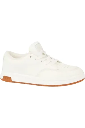 Kenzo Femme, Chaussures, Blanc, Taille: 38 EU Baskets en Cuir Blanc Lacets Classiques