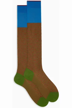 Gallo Homme, Sous-vêtements, Multicolore, Taille: M Chaussettes longues en coton vert pour hommes avec motif de pétales de fleurs