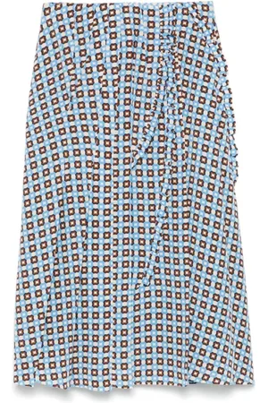 ERMANNO SCERVINO Femme, Jupes, Bleu, Taille: 40 FR Jupe Midi Imprimée Florale
