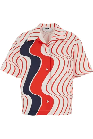 Msgm Femme, Blouses et Chemises, Multicolore, Taille: 36 FR Chemise Col Classique Multicolore Imprimé All-Over