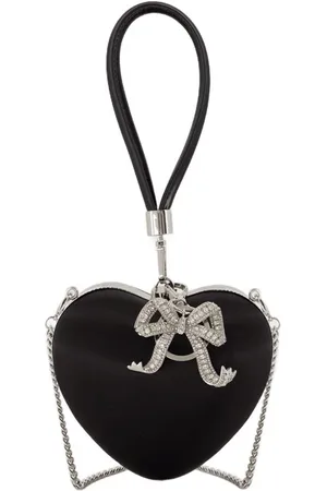 Self-Portrait Femme, Sacs, Noir, Taille: ONE Size Pochette Cœur Main Satin Noir