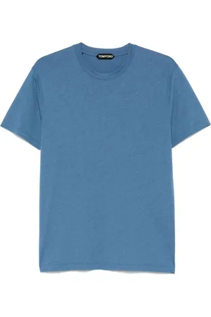 Tom Ford Homme, Tops, Bleu, Taille: M T-shirt en Lyocell et Coton Bleu