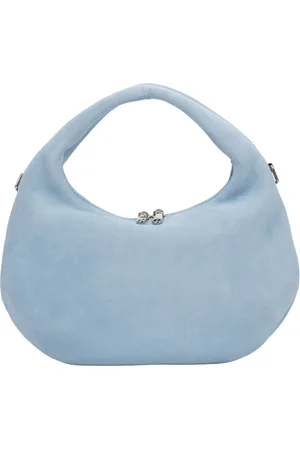 Estro Femme, Sacs, Bleu, Taille: ONE Size Petit Sac à Main Bleu pour Femme en Velours Véritable