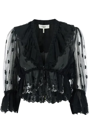 Chloé Femme, Blouses et Chemises, Noir, Taille: 38 FR Chemises Noires TOP Look23 Élégant