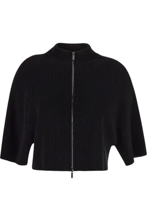 GENTRYPORTOFINO Femme, Pulls, Noir, Taille: 40 FR Pull à Fermeture Éclair Femme Manches 3/4