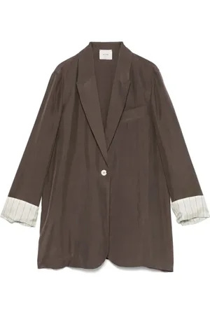 ALYSI Femme, Vestes, Brun, Taille: 34 FR Blazer lavé aux enzymes pour femmes