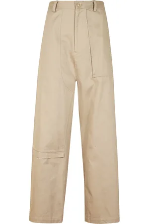 YOHJI YAMAMOTO Femme, Pantalons, Brun, Taille: 40 FR Pantalon Asymétrique en Gabardine de Coton Beige