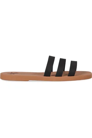 MANEBI Femme, Chaussures, Noir, Taille: 38 EU Sandales Plates à Bout Rond en Similicuir