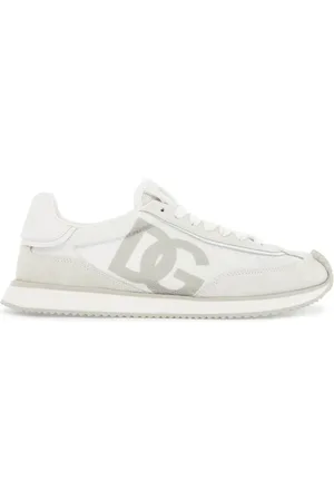 Dolce & Gabbana Femme, Chaussures, Blanc, Taille: 36 EU Baskets Baskets en Cuir Blanc avec Logo DG