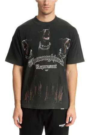 Represent Homme, Tops, Noir, Taille: L T-shirt à motif et logo