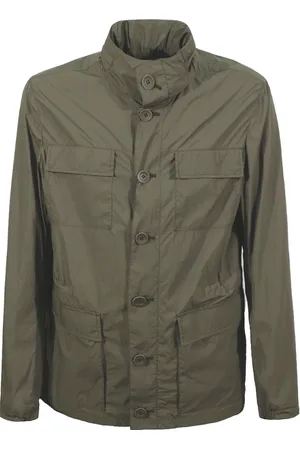HERNO Homme, Vestes, Vert, Taille: XL Manteau Vert Militaire avec Capuche Pliable