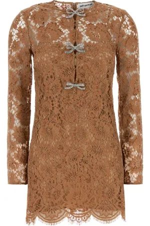 Self-Portrait Femme, Robes, Brun, Taille: 38 FR Robe Mini en Dentelle Biscuit