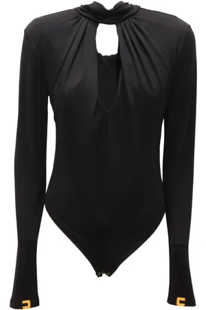 Elisabetta Franchi Femme, Tops, Noir, Taille: 42 FR Body en jersey avec effet écharpe au col