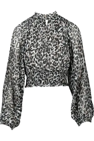 Guess Femme, Blouses et Chemises, Multicolore, Taille: 38 FR Chemisier en mousseline avec manches bouffantes