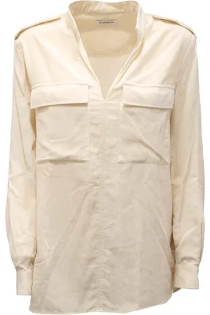 Dondup Femme, Blouses et Chemises, Blanc, Taille: 38 FR Chemise en velours fabriquée en Italie