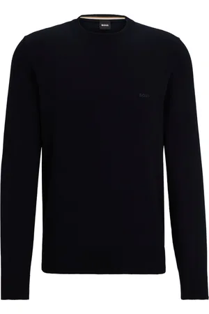 HUGO BOSS Homme, Pulls, Bleu, Taille: M Pull en coton avec logo brodé