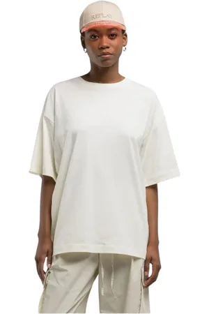 Replay Femme, Tops, Blanc, Taille: 36 FR T-shirt Boy Fit à manches courtes
