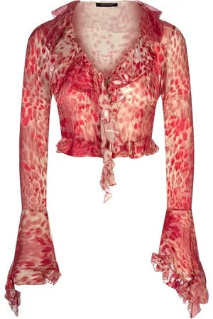 Roberto Cavalli Femme, Blouses et Chemises, Rouge, Taille: 34 FR Haut Rouge en Viscose et Soie