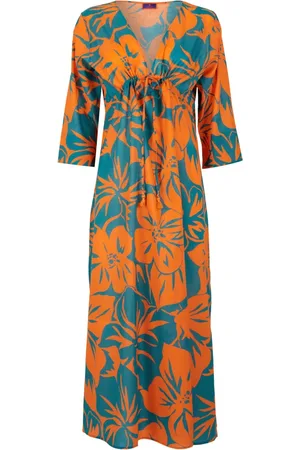 Gallo Femme, Maillots de bain, Multicolore, Taille: ONE Size Kaftan long en coton orange pour femmes avec motif floral