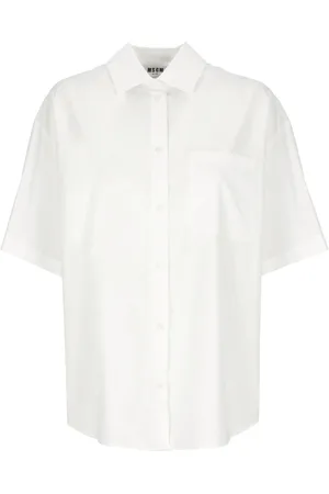 Msgm Femme, Blouses et Chemises, Blanc, Taille: 38 FR Chemise Blanche en Coton avec Col