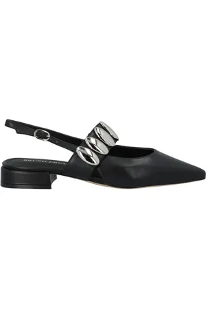 Bruno Premi Femme, Chaussures, Noir, Taille: 38 EU Chaussure slip-on en cuir noir avec accessoire en métal argenté