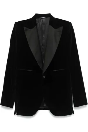 Dolce & Gabbana Homme, Vestes, Noir, Taille: XL Veste en Velours Noir Revers Pointus
