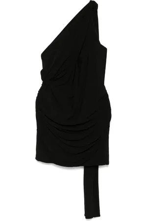 Cult Gaia Femme, Robes, Noir, Taille: 38 FR Robe Noire sans Bretelles Drapée à Volants