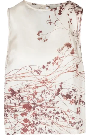 ALYSI Femme, Tops, Multicolore, Taille: 40 FR Haut sans manches en satin avec bouton au dos