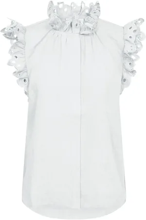 Copenhagen Muse Femme, Blouses et Chemises, Bleu, Taille: 40 FR Chemise Col Volant Jet Stream