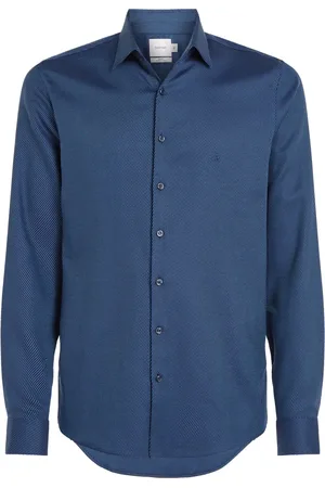 Calvin Klein Homme, Chemises, Bleu, Taille: L Chemise Bleue Slim Fit Boutonnière