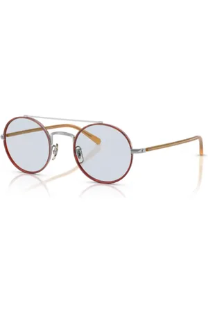 Oliver Peoples Unisex, Accessoires, Gris, Taille: S Lunettes de Soleil Pilote Rondes en Argent Ambre