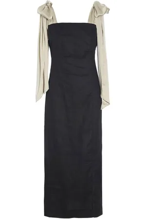 Bitte Kai Rand Femme, Robes, Noir, Taille: 42 FR Robe en Lin Aérien Noir/Ivoire
