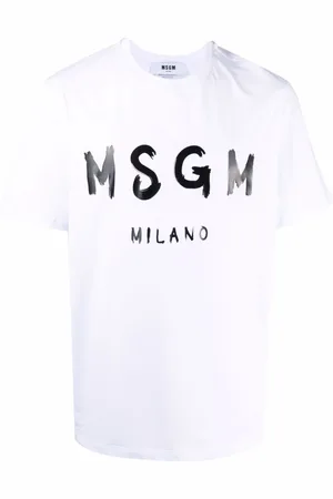Msgm Homme, Tops, Blanc, Taille: M T-shirt en coton avec un design unique